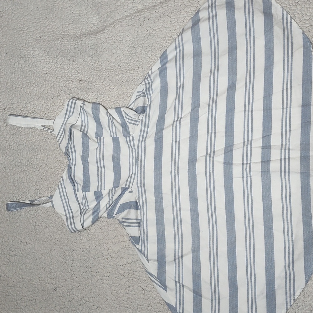 Jun & Ivy Blue Striped Sweetheart Neckline Dress in Women's Small